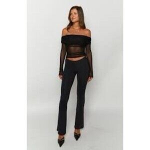 Revolve Lioness Black Bisous Pants Small NEW Elastic High Low Waistline Luxury